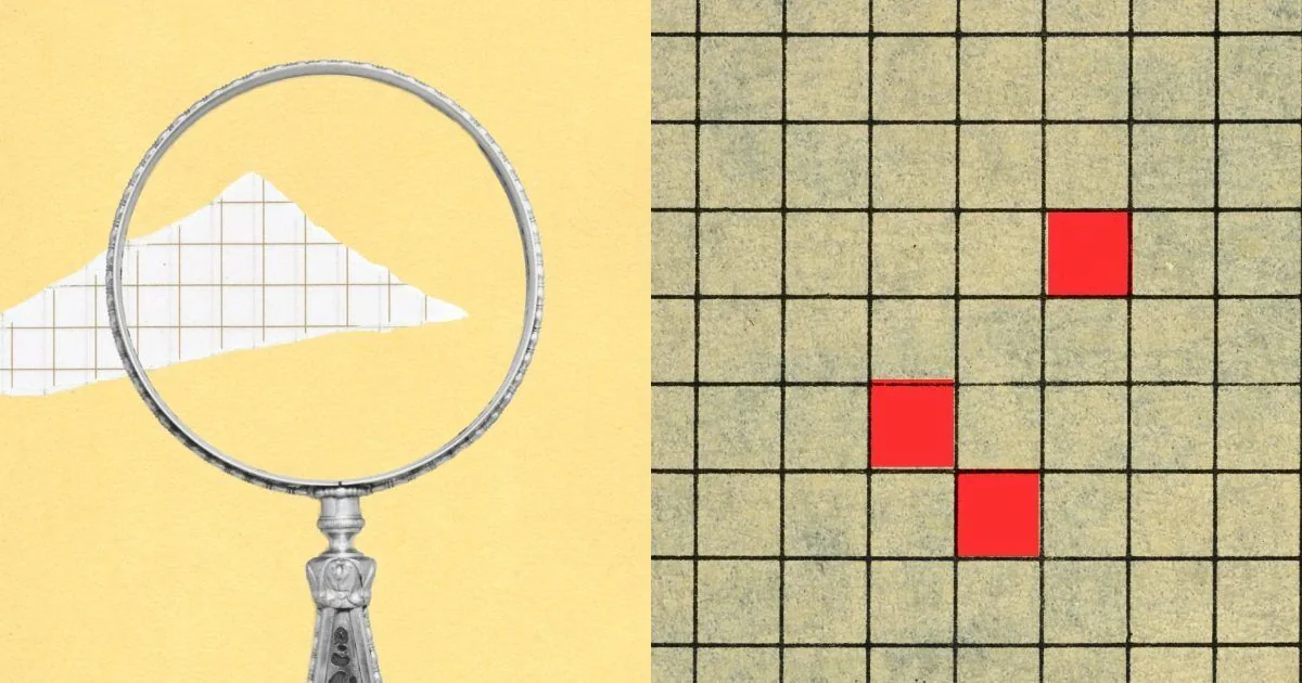 Illustration du rapport Anthropic sur les abus de l’IA, avec grille et loupe